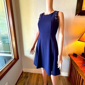 Ivanka Trump laced silver grommets Midnight Blue Dress